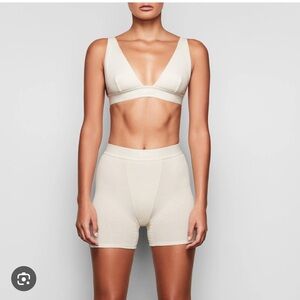 Skims Cotton Rib Boxers in Bone